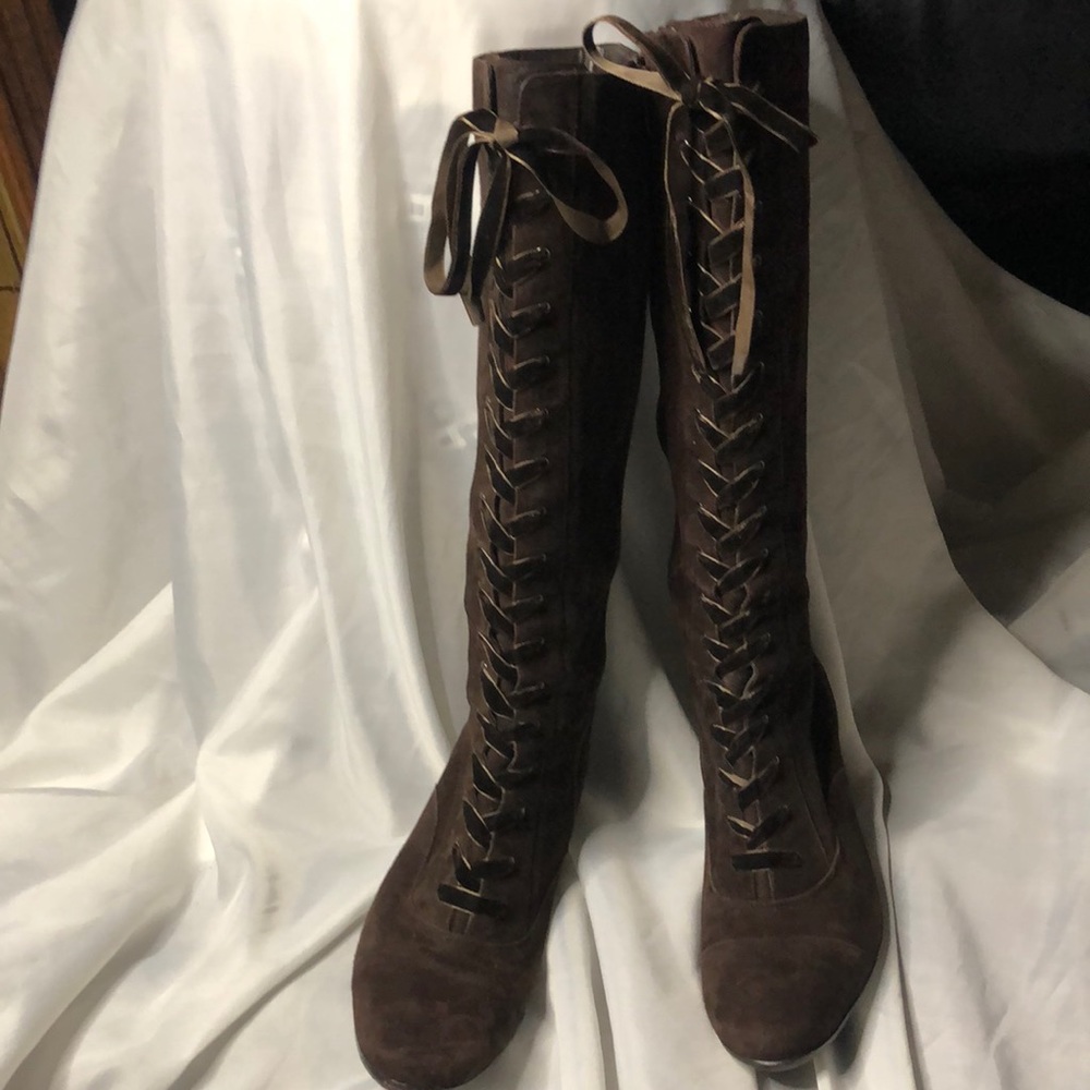 Aerosoles Brown Suede Lace Up Granny Boot